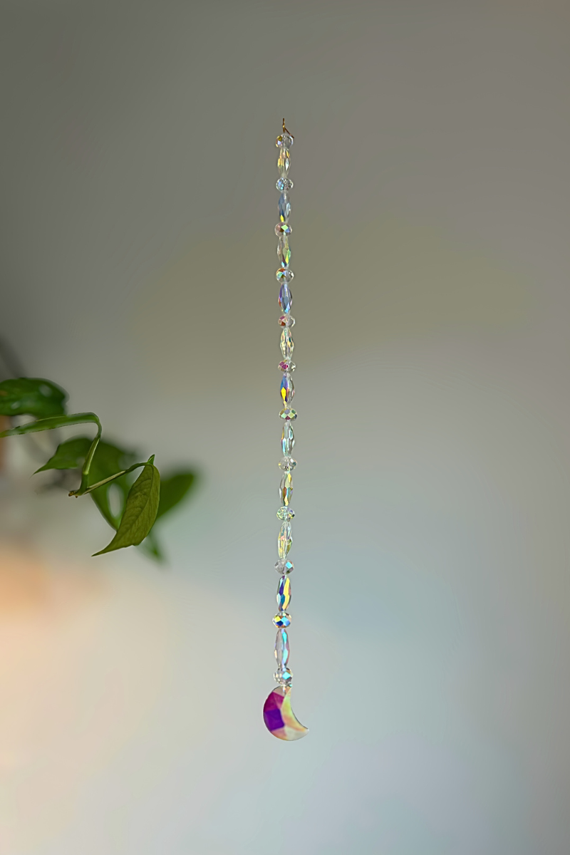 Suncatcher Maan 40 cm – Kristallen raamhanger met prisma’s & regenboogeffect